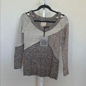 NWT Chaser small Three-Tone Knit Sweater